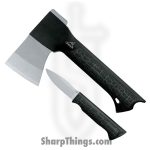 Gerber - G31001054 - Forged Steel Axe and Knife Combo - Stainless Stonewash - GFN Gator Grip - Black