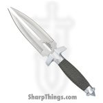 Gil Hibben - GH453 - Double Shadow - Fixed Blade Knife - 420 SS Satin Dagger - Wire Wrapped - Silver
