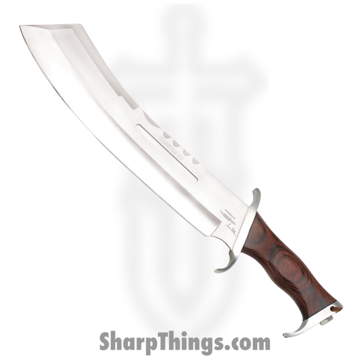GH5008_1 Gil Hibben - GH5008 - Hibben IV Combat Machete - Fixed Blade Knife - 440 SS Satin Cleaver - Pakkawood - Brown - Image 1