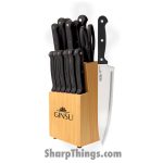 Ginsu - KIS-KB-DS-014-4 - Kiso 14 Piece Knife Set With Block - Polished - Black