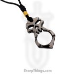 VOC - KN-04-BK - Lanyard Necklace One Finger Skull Knuckle Keychain - Black