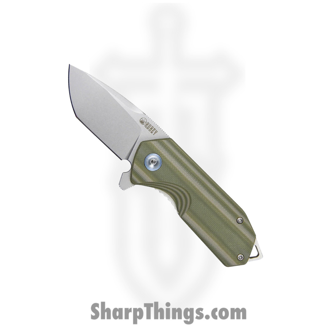 KUB203E_1.jpg Kubey - KUB203E - Campe Nest - Folding Knife - D2 Sand Blast Tanto - G10 - Green - Image 1