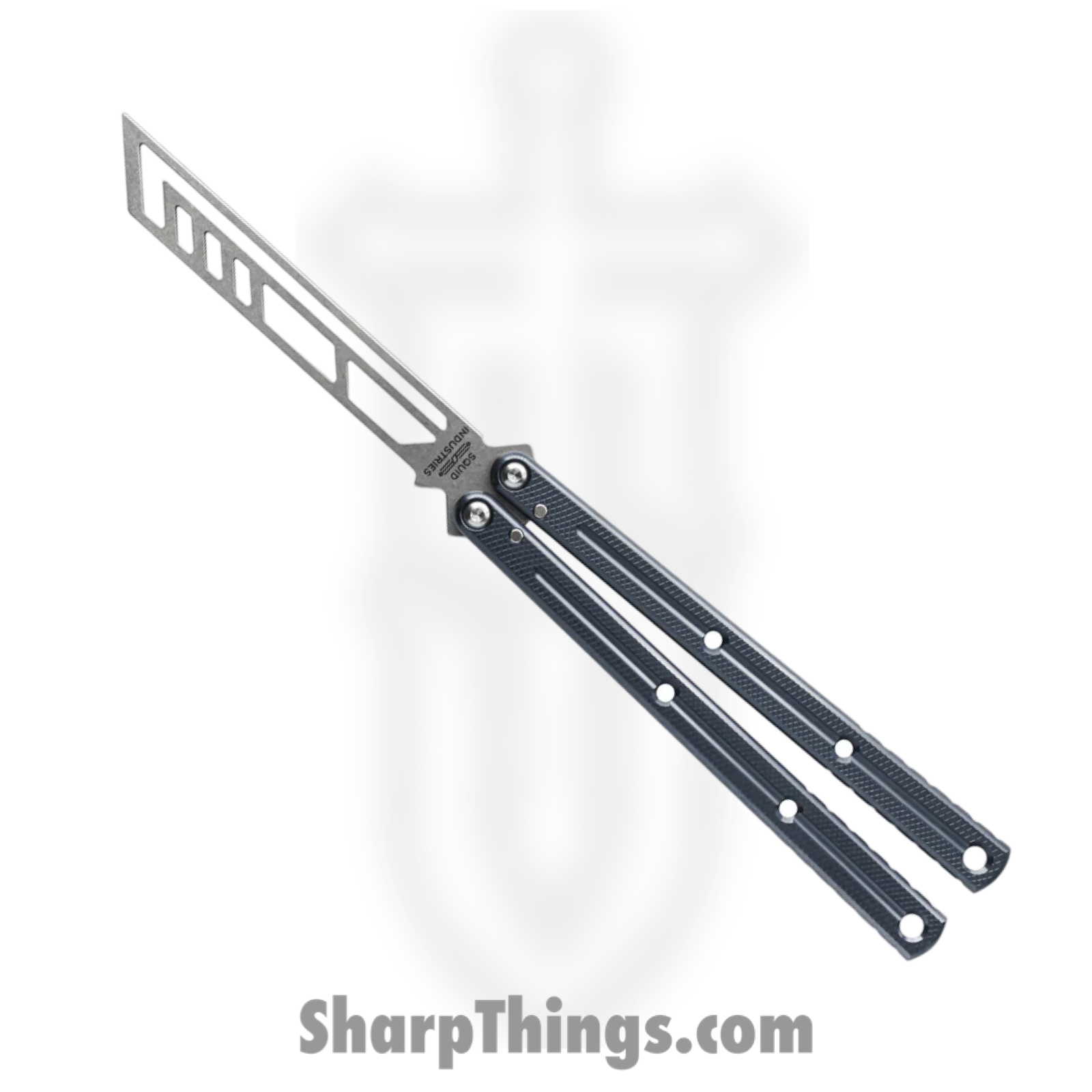 Krake Raken V3 Trainer_1.png Squid Industries - Krake Raken V3 Trainer - Balisong - 410 SS Stonewash - 7075 Aluminum Alloy - Gunmetal - Image 1