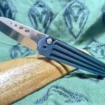 Medford Knife - MK210STQ-37A2-TFCF-BP - Nosferatu Flipper - S35VN Tumbled Blade Faced Blue Handles