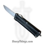 TakCom - TCSTGDPNSW - Stinger - OTF Auto - 154CM Stonewash Drop Point - 6061-T6 Aluminum - Black