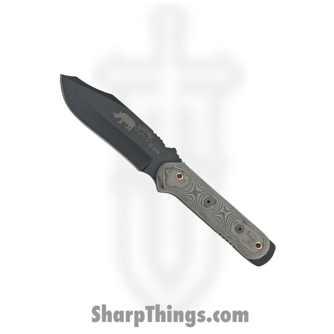 TP101_1.jpg Tops - TP101 - Black Rhino - Fixed Blade Knife - 1095 HC Coated Clip Point - Micarta - Black - Image 1