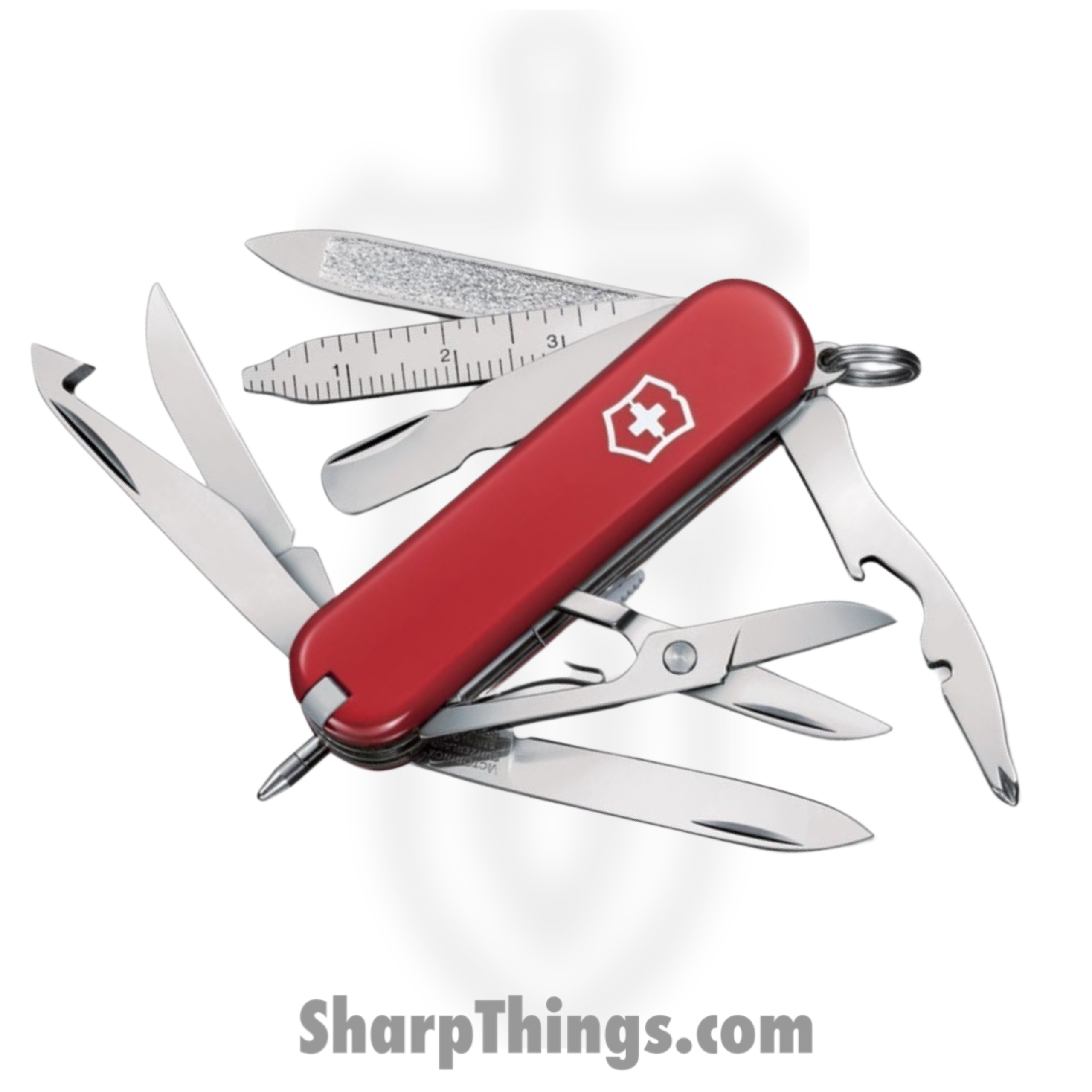 VN06386X4_1.png Victorinox - VN06386X4 - Midnite MiniChamp - Folding Knife - Stainless Polished Multi - ABS/Celidor - Red - Image 1