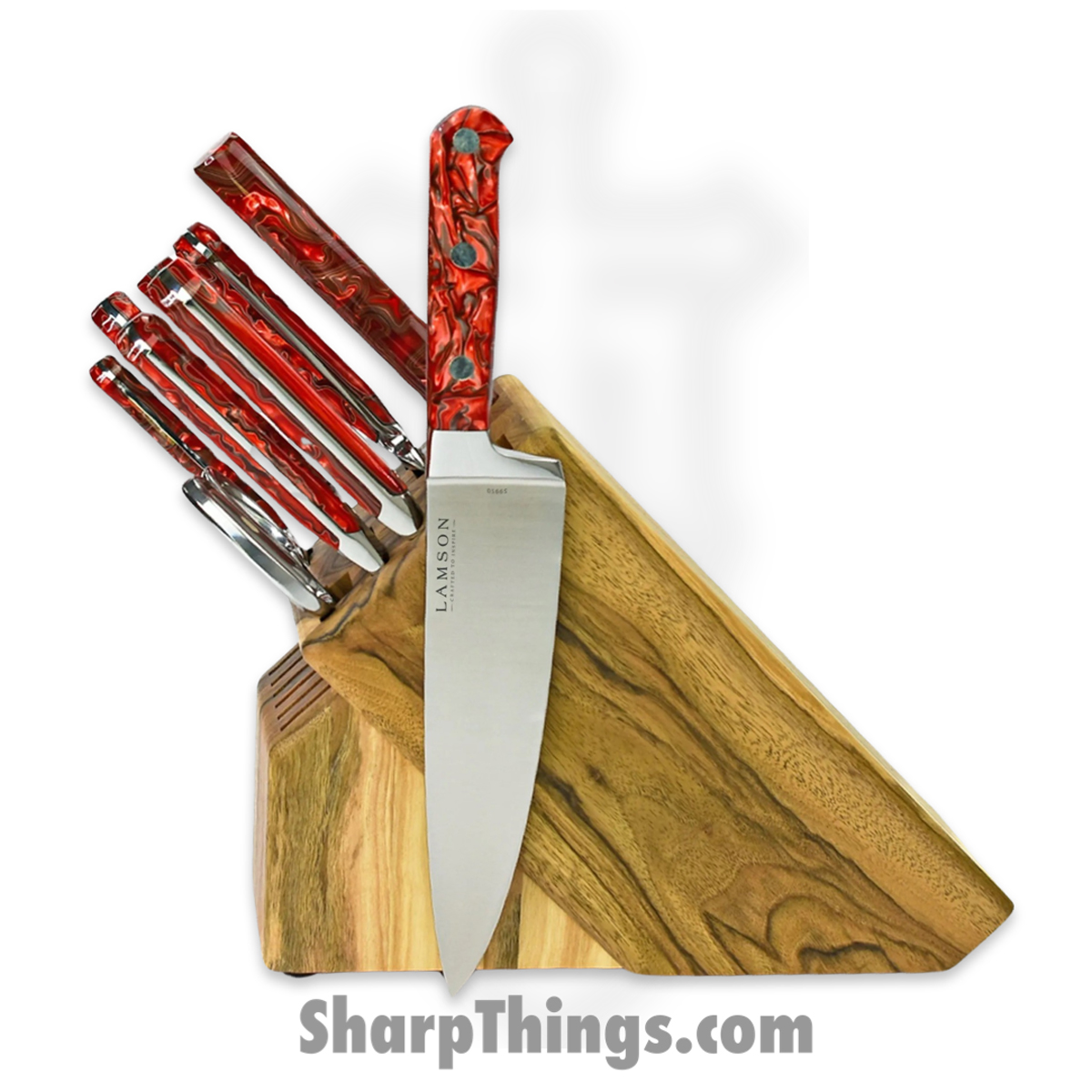 59983_1 Lamson - 59983 - 7 Piece Premier Forged Knife Light Maple Block Set - 4116 Polished - Acrylic - Fire - Image 1