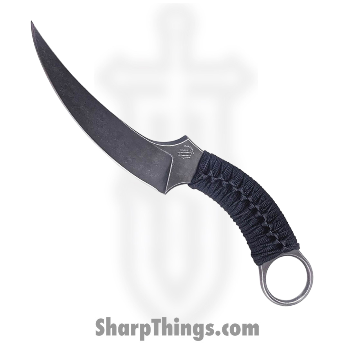 BAS206W_1 Bastinelli Creations - BAS206W - Mako - Fixed Blade - D2 Cord Wrapped - Black - Image 1