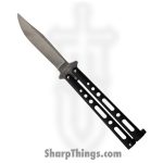 Bear & Son - BC117BSW - Butterfly - Balisong - 440 SS Stonewash Clip Point - Zinc - Black
