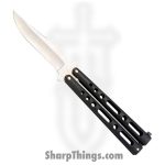 Bear & Son - BC117B - Butterfly - Balisong - 440 SS Satin Drop Point - Die Cast Metal - Black