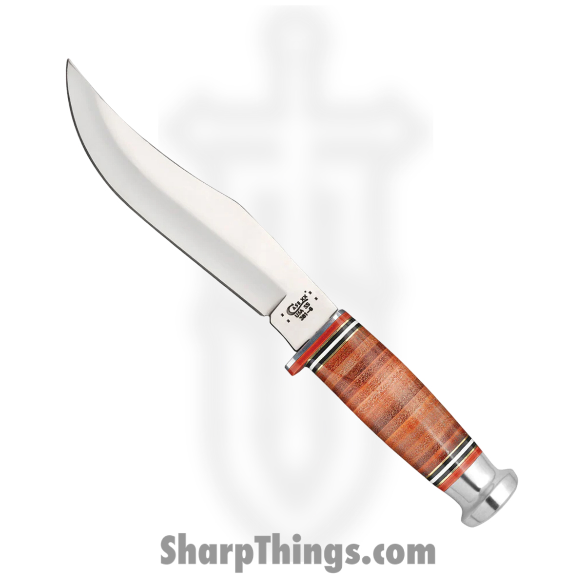 CA10345_1 Case Cutlery - CA10345 - Mushroom Cap Hunter - Fixed Blade Knife - Tru-Sharp Stainless Polished Swept Skinner - Stacked Leather - Brown - Image 1