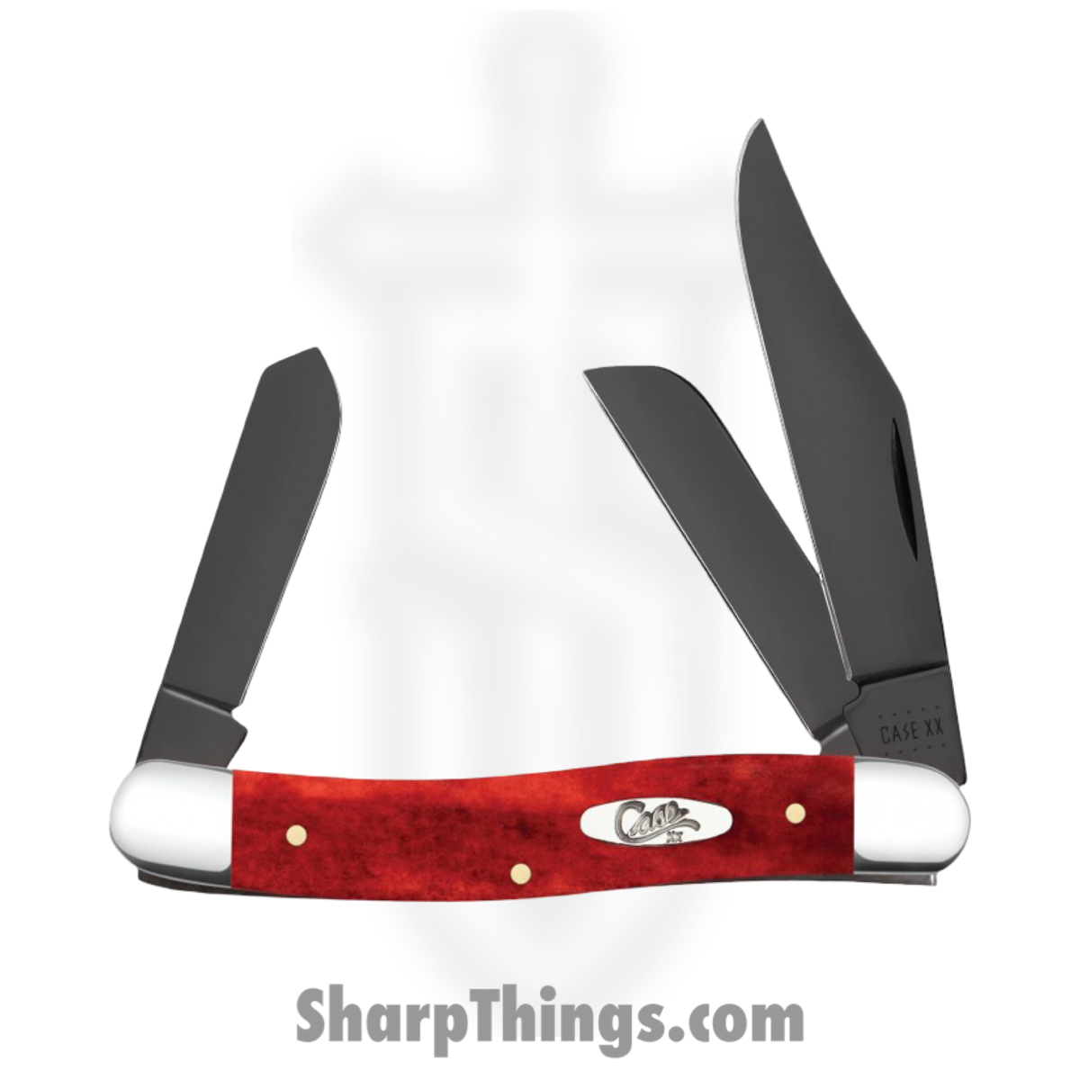 CA10893_1 Case Cutlery - CA10893 - Stockman - Folding Knife - Tru-Sharp Stainless Coated Clip, Sheepsfoot, Spear Point - Bone - Red - Image 1