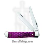Case Cutlery - CA15508 - Mini Trapper - Folding Knife - Tru-Sharp Stainless Polished Clip, Spey - Basket Weave Bone - Merlot