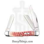 Case Cutlery - CA27725 - Stockman - Folding Knife - Tru-Sharp Stainless Polished Clip, Pen, Sheepsfoot - Jigged Bone - Raspberry