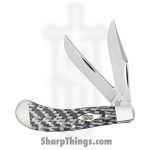 Case Cutlery - CA38929 - Saddlehorn - Folding Knife - Tru-Sharp Stainless Polished Clip, Skinner - G10 CF Weave - Black White