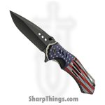 Rite Edge - CN300552US - Flag - Folding Knife - Stainless Coated Clip Point - ABS - Red/White/Blue
