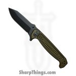 Half Face Blades - HFBDISFOGRN - Disaster Folder - Folding Knife - CPM S45VN Coated Clip Point - 7075-T6 Aluminum - Green