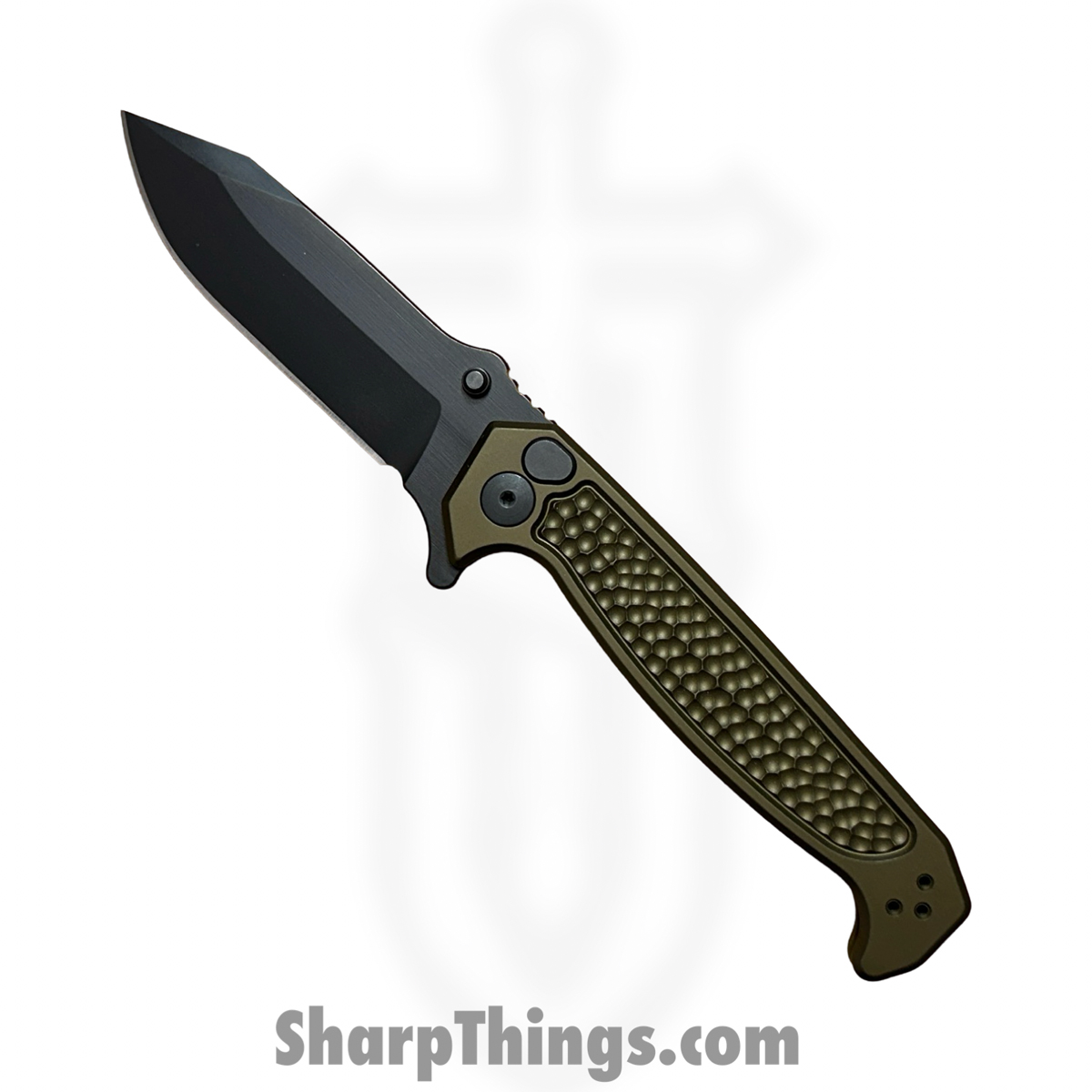 HFBDISFOGRN_1 Half Face Blades - HFBDISFOGRN - Disaster Folder - Folding Knife - CPM S45VN Coated Clip Point - 7075-T6 Aluminum - Green - Image 1