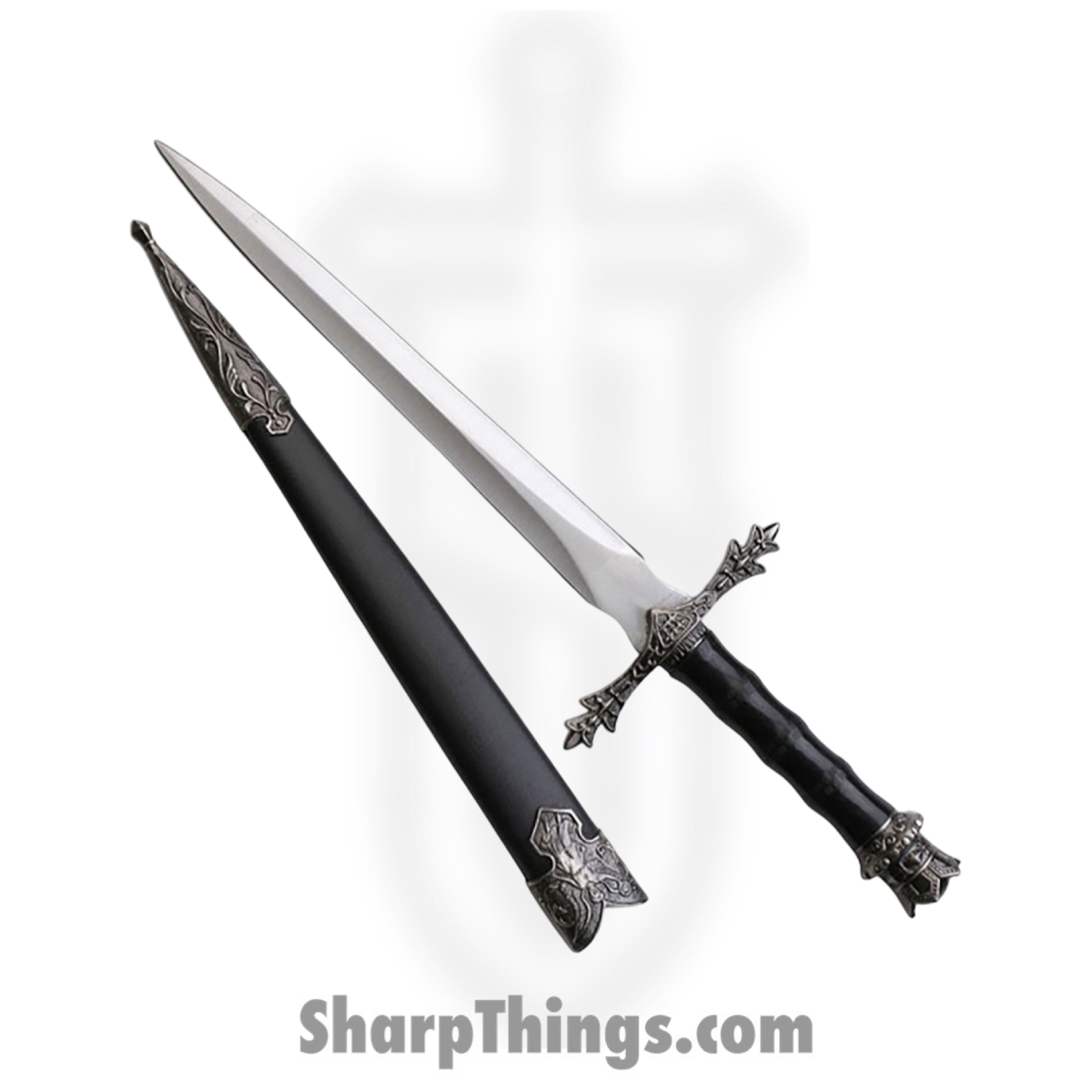 HK-9947_1 BladesUSA - HK-9947 - King Arthur Historical Short Sword - Fixed Blade Knife - Satin - Alloy - Black - Image 1