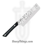 Kai - HT7071 - Pro Nakiri 6" - Fixed Blade Knife - AUS-6 Hammered Cleaver - POM - Black