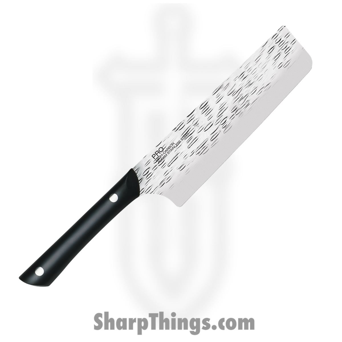 HT7071_1 Kai - HT7071 - Pro Nakiri 6" - Fixed Blade Knife - AUS-6 Hammered Cleaver - POM - Black - Image 1
