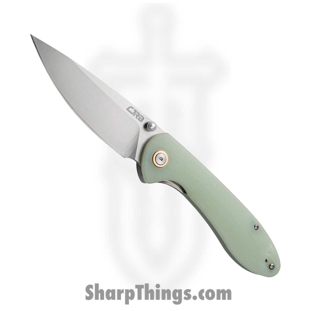J1912SNTG_1 CJRB - J1912SNTG - Small Feldspar - Folding Knife - D2 Stonewash Drop Point - G10 - Jade - Image 1