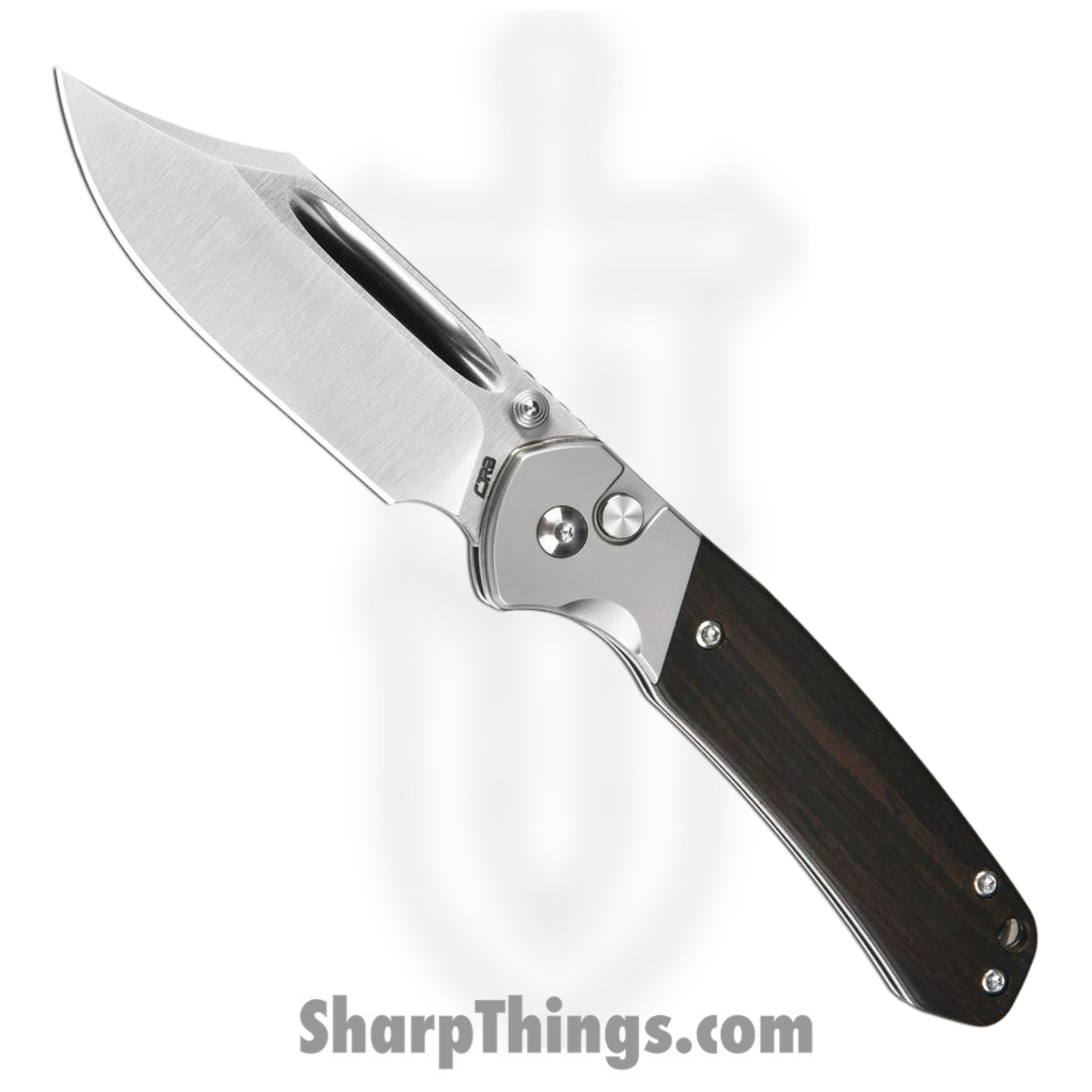 J1942EBN_1 CJRB - J1942EBN - Pyrite - Folding Knife - AR-RPM9 Satin Bowie - Ebony - Brown - Image 1