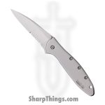 Kershaw - KSX1660STB - Leek Second - Assisted Open Knife - 14C28N Blasted Clip Point - Stainless - Silver