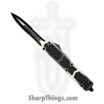VOC - OTF129 - Thin Knife - OTF Auto - 440 SS Two Tone Dagger - Aluminum - Black/Silver