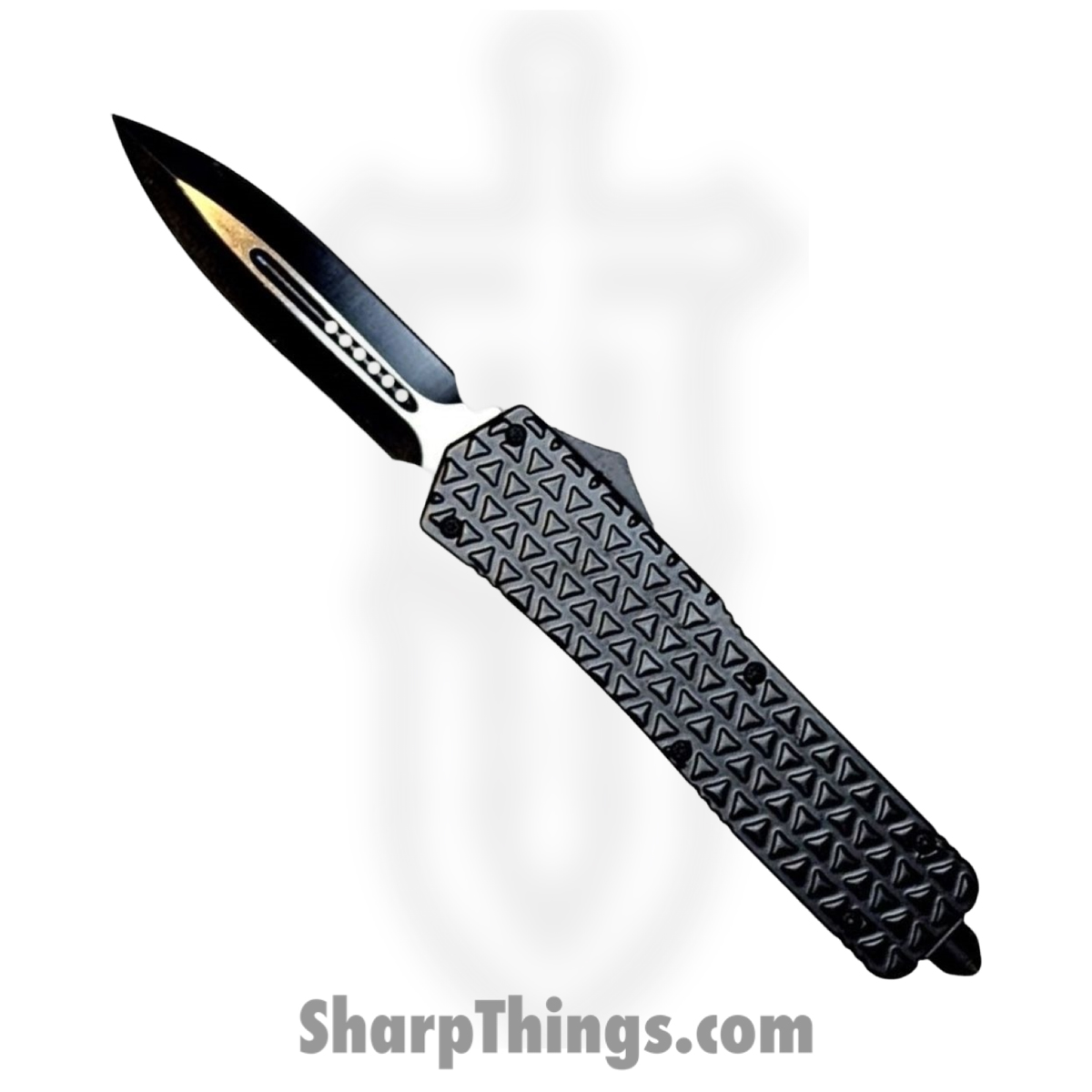 OTF394_1 VOC - OTF394 - Large - OTF Auto - 440 SS Two Tone Dagger - Aluminum - Black - Image 1