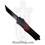 VOC - OTF396 - Large Evil - OTF Auto - Damascus Coated Tanto - Aluminum - Black/Red