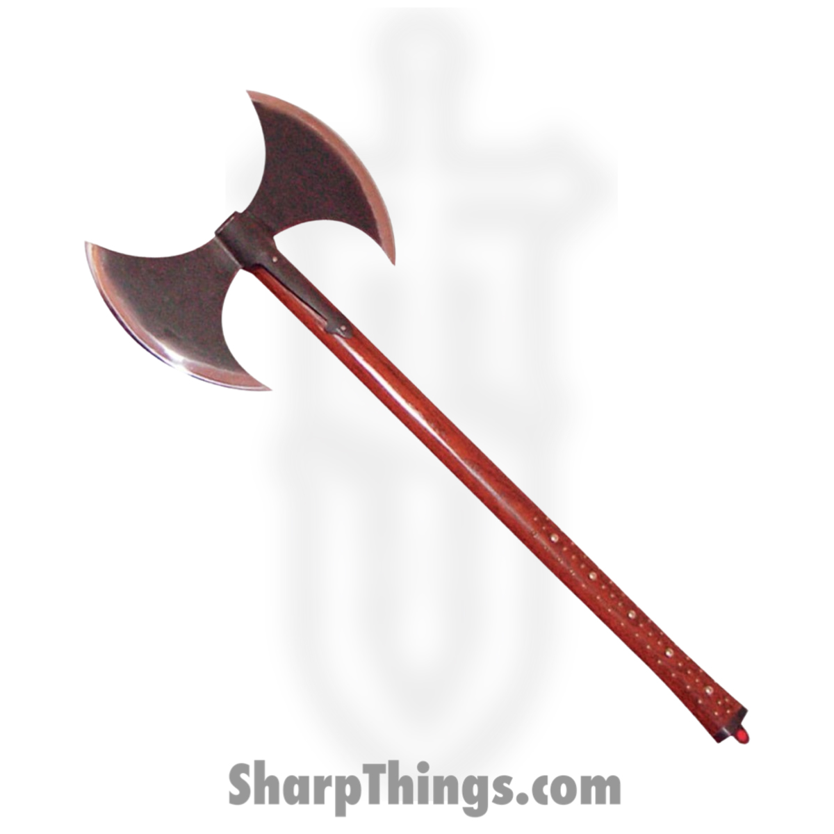 PC1074_1 CAS Hanwei - PC1074 - Hero's Axe - Fixed Blade Knife - 101953L Black Axe - Wood - Red - Image 1