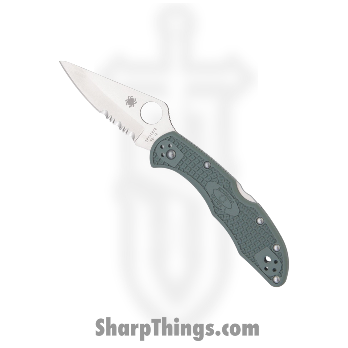 SC11PSFG_1 Spyderco - SC11PSFG - Delica 4 Lockback - Folding Knife - VG-10 Satin Drop Point - FRN - Green - Image 1