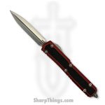 Microtech - 206-10RDS - Makora - OTF Auto - Elmax, M390, 204P Stonewash Dagger - 6061-T6 Aluminum/Traction Inlay - Red/Black