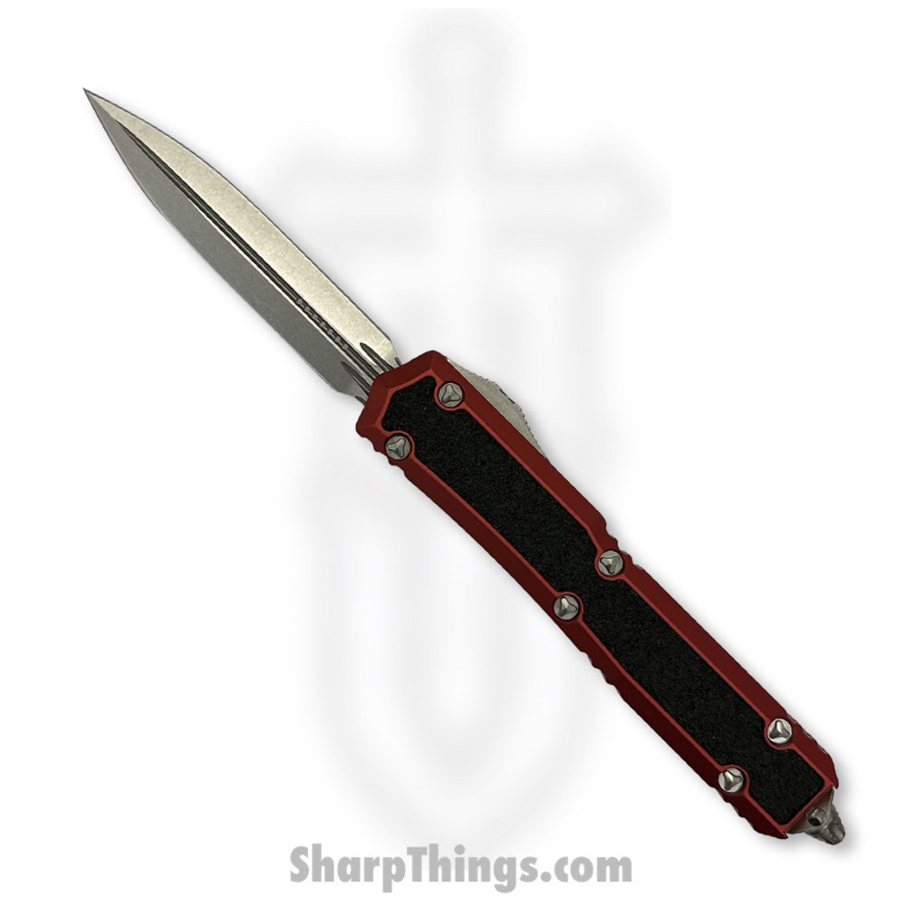 0030248c-53f6-40a5-a839-b61e2d11866b_206-10RDS_1.jpg Microtech - 206-10RDS - Makora - OTF Auto - Elmax, M390, 204P Stonewash Dagger - 6061-T6 Aluminum/Traction Inlay - Red/Black - Image 1