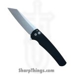 ProTech - 5405 - Malibu - Folding Knife - CPM MagnaCut Stonewash Reverse Tanto - Textured Aluminum - Black