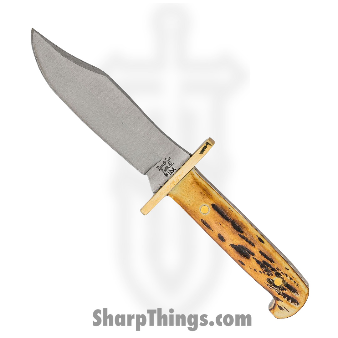 00c50ec7-9719-4ed9-8d95-99e85e7a4031_BC50012_1.jpg Bear & Son - BC50012 - Baby Bowie - Fixed Blade Knife - 440 SS Satin Clip Point - India Stag Bone - Black Brown - Image 1