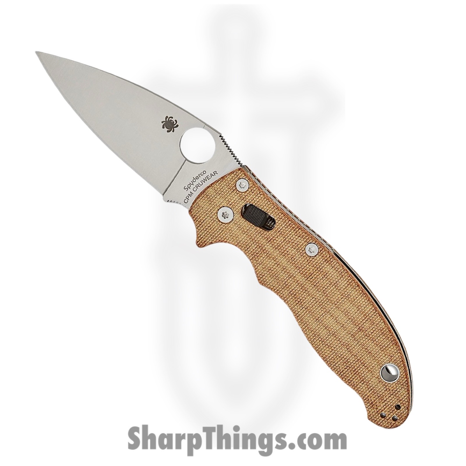 011a09cc-e01d-42fd-a89e-1294c1da8658_SC101MPCW2_1.jpg Spyderco - SC101MPCW2 - Manix 2 - Folding Knife - CPM CruWear Satin Leaf Shaped - Canvas Micarta - Brown - Image 1