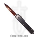 Microtech - 347-MCK-BC12 - Marfione Custom Utx-70 - Reitveld Hot Blued Dragonskin Damascus Spike Grind D/E - Hefted Alloy - Black