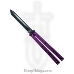 Squid Industries - 09TNALDC01PU - Krake Raken Tanto Inked V2.5 Balisong Knife - AEB-L 7075 - Purple and Black