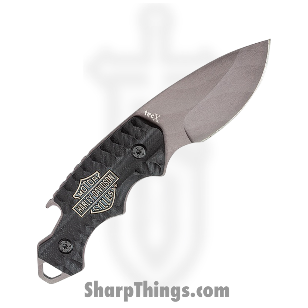 01d3b725-a4d4-42e3-9884-9f2592c8c9ea_CA52207_1.jpg Case Cutlery - CA52207 - Harley Tec X - Fixed Blade Knife - Titanium Nitride Coated Drop Point - G10 - Black - Image 1