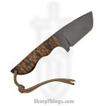 Cave Blades - CBRhiRCMic - Rhino - Fixed Blade Knife - 154cm Cerakote Tanto - Rock Chipped Micarta - Scorched Brown