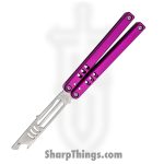 Squid Industries - 04TR04SW01PU - Mako V4.5 Bottle Opener Balisong Trainer - 304 Stainless 6061-T6 - Purple