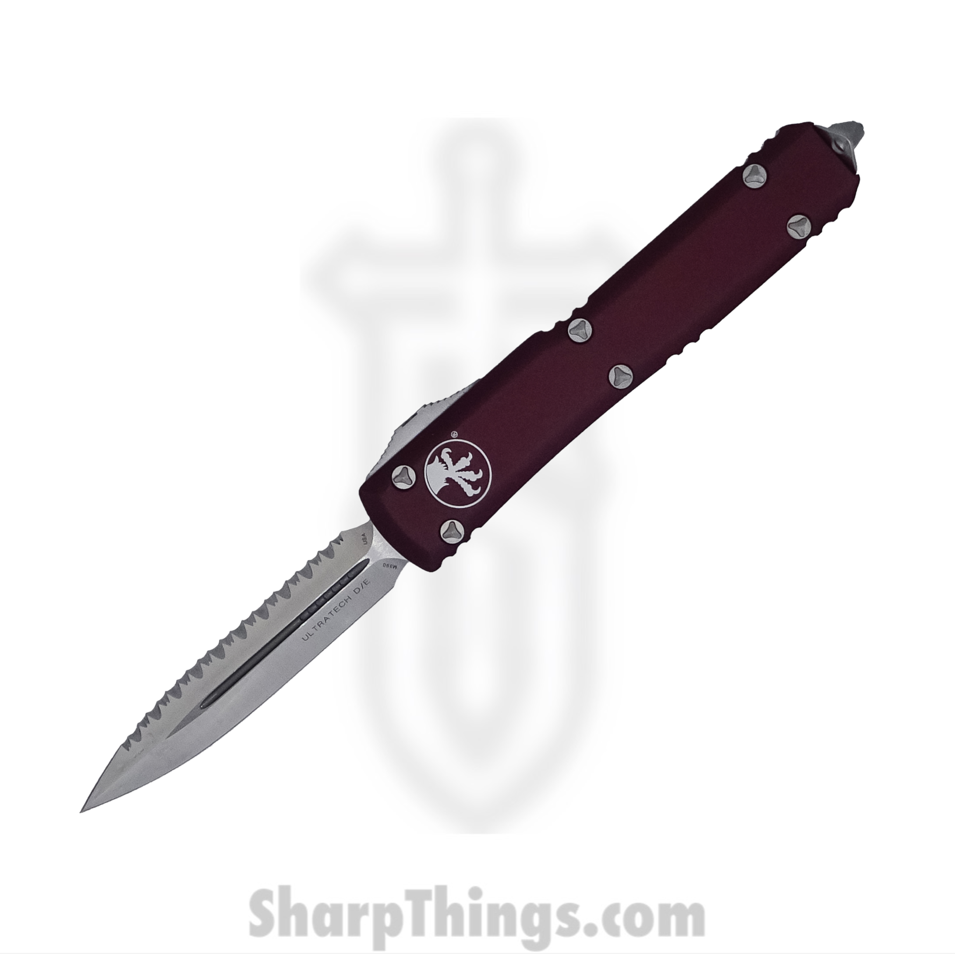 02e7e415-9003-41f0-bf4f-bd03fe155f71_122-6MR_1.png Microtech - 122-6MR - Ultratech - OTF Auto - Elmax, M390, 204P Satin Dagger - 6061-T6 Aluminum - Merlot - Image 1