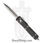 Microtech - 122-4 - Ultratech - OTF Auto - Elmax, M390, 204P Satin Dagger - 6061-T6 Aluminum - Black