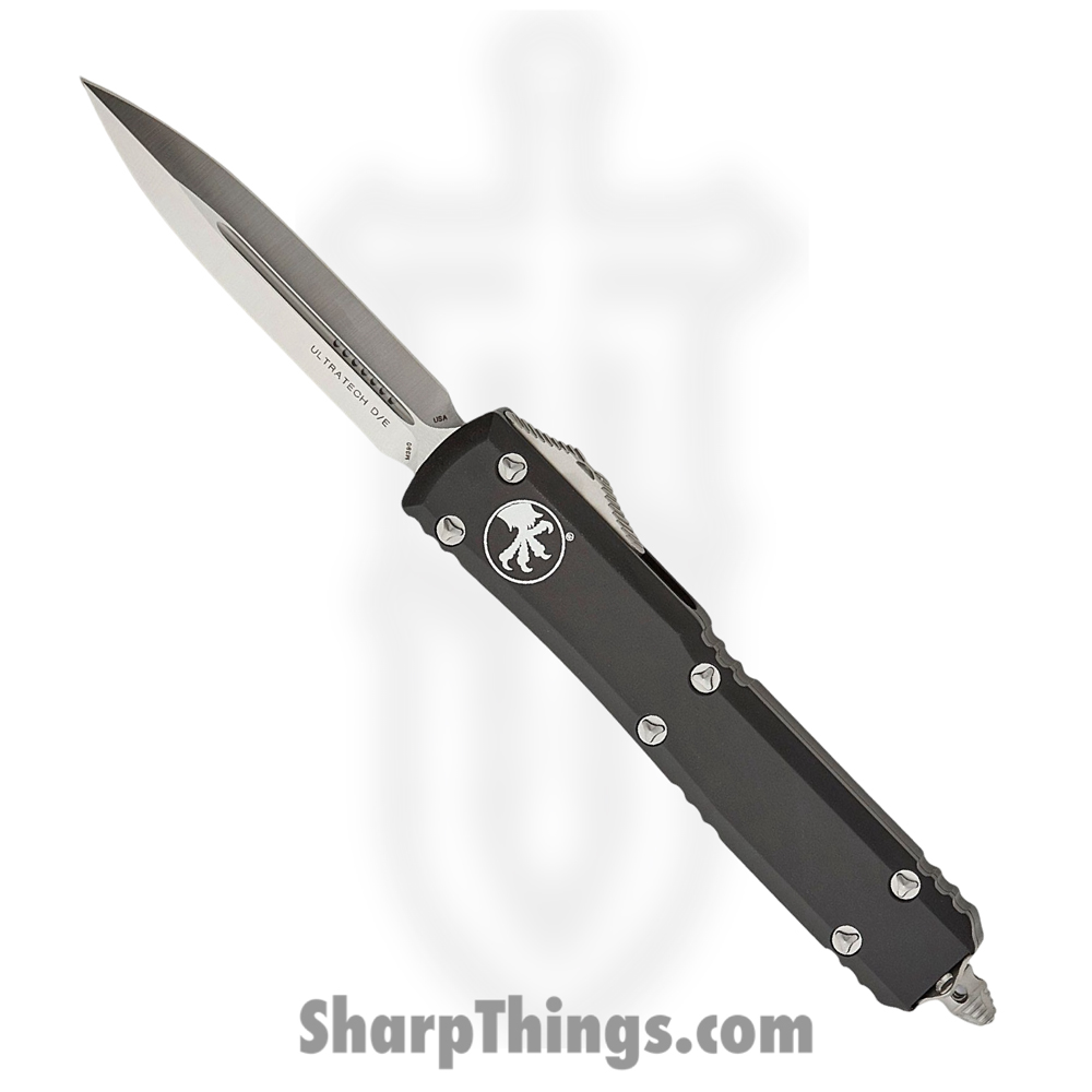 02fd8bf5-d6cd-48c9-b670-f9190287a4fb_122-4_1.jpg Microtech - 122-4 - Ultratech - OTF Auto - Elmax, M390, 204P Satin Dagger - 6061-T6 Aluminum - Black - Image 1