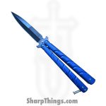 VOC - BK179 - Butterfly Knife - Balisong - 440 SS Coated Dagger - Aluminum - Blue