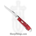 Case Cutlery - CA31952 - Mini Trapper - Folding Knife - Carbon Steel Polished Clip/Spey - Peach Seed Jig Bone - Red