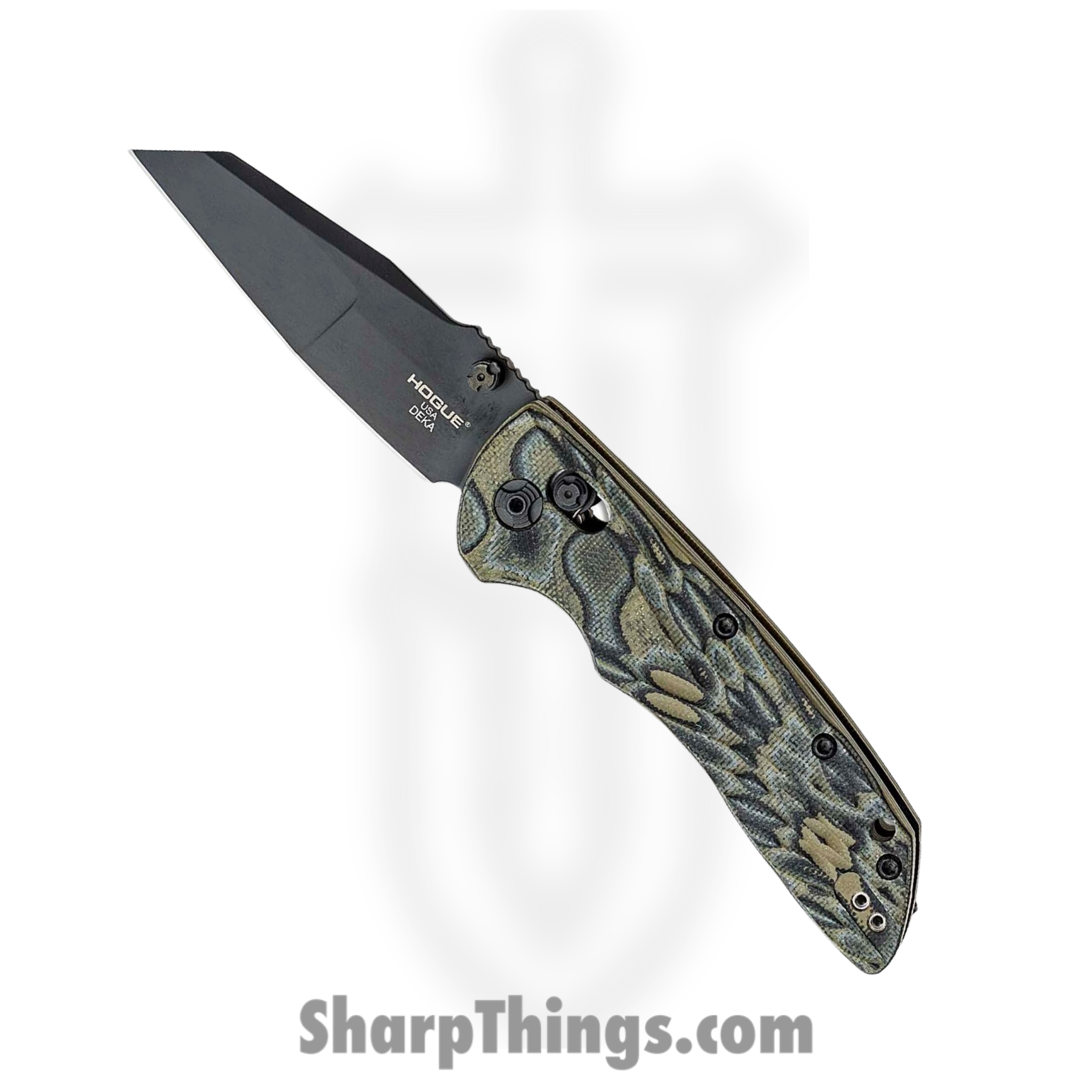 05071bb6-cdbd-43e8-b322-0dc8aaa5e422_HO24268_1-scaled-1.png Hogue Knives - HO24268 - Deka - Folding Knife - CPM-20CV Black Cerakote Modified Wharncliffe - G-Mascus G10 Scales - Green - Image 1